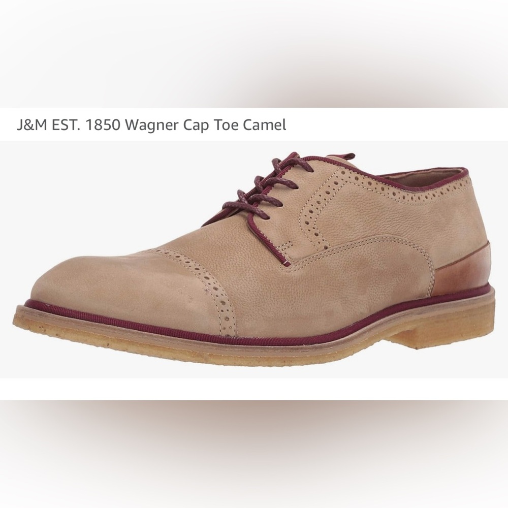 Johnston & Murphy Sz 9 Wagner Cap Toe Camel Suede Gum Sole Oxford Shoes Exc Cond